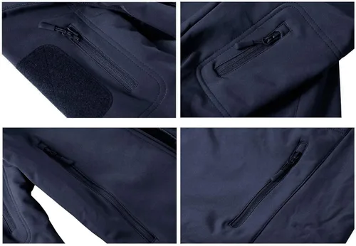 Vista 6 de Chamarra de forro polar con capucha para hombre, para exteriores, escalar, contra viento, táctica y suave de CRYSULLY