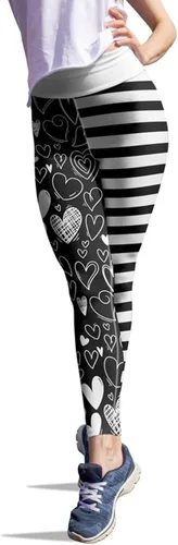 Vista 5 de Holzkary Leggings no transparentes para mujer diseño de corazón estampado de corazones