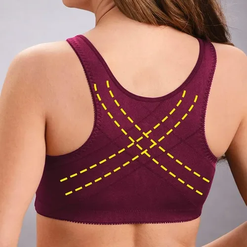 Vista 6 de Ganchos frontales, encaje elástico, súper elevación y corrección de postura, ropa interior fina de encaje de copa completa para mujer, sujetador