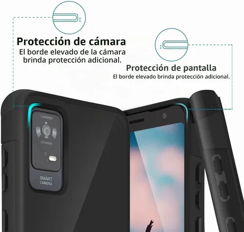Vista 5 de TJS - Funda para teléfono compatible con TCL ION X, V, 40 Z, color negro