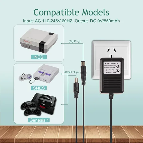 Vista 3 de CUENSTOP Fuente de alimentación NES y cable AV, cable de alimentación de CA y cable de audio y video AV compatible con Nintendo Entertainment