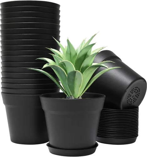 Vista 11 de GARDIFE Paquete de 20 macetas de 4 pulgadas, macetas para plantas de interior, macetas de flores, negras