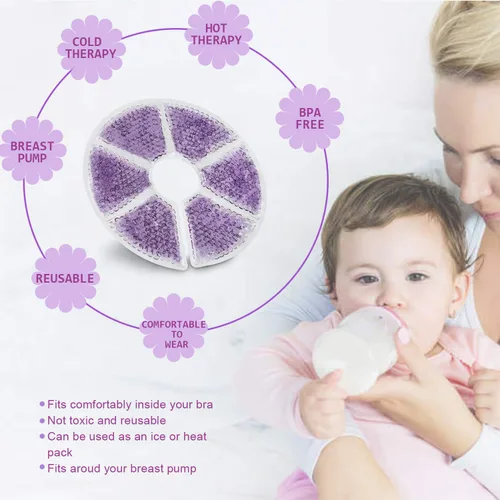 Vista 2 de Almohadillas de Terapia Mamaria - Almohadillas de Gel Frías y Calientes para Amamantar y Recuperación Posparto, Alivio del Dolor para Mastitis e