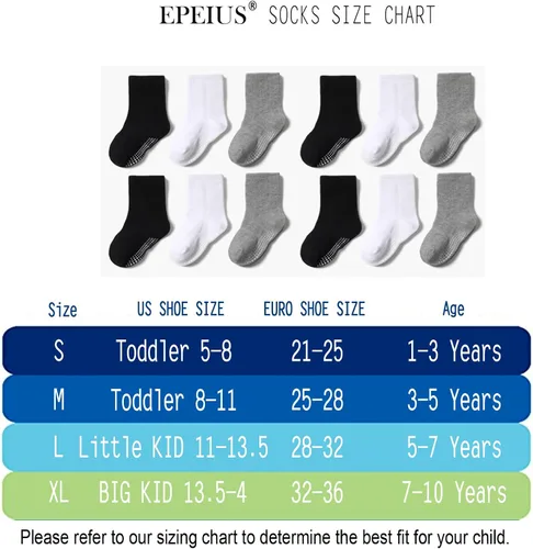 Vista 16 de EPEIUS Calcetines de bebé con empuñaduras para bebés y niños pequeños, calcetines antideslizantes de 6/12 pares