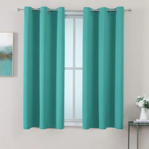 Vista 128 de ChrisDowa - Cortinas cortas para ventana de 40 pulgadas para dormitorio - Cortinas cortas con ojales y aislamiento térmico para oscurecer