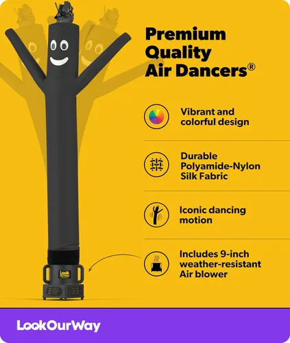 Vista 2 de LookOurWay Air Dancers - Hombre inflable de baile alocado de 7 pies de altura con soplador Sky Dancer - Hombre bailando publicitario inflable negro