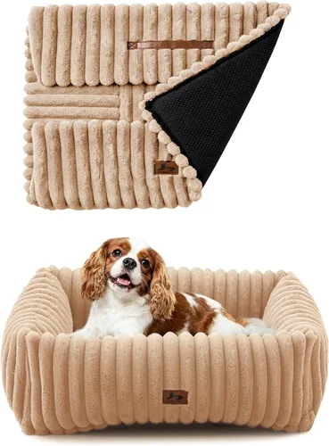 Vista 17 de Cama lavable para perros pequeños y medianos, cama rectangular ortopédica de forro polar de pana para mascotas con funda extraíble y parte inferior