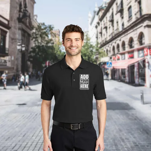 Vista 5 de S4E Diseña tu propia camiseta polo premium personalizada con tacto de seda