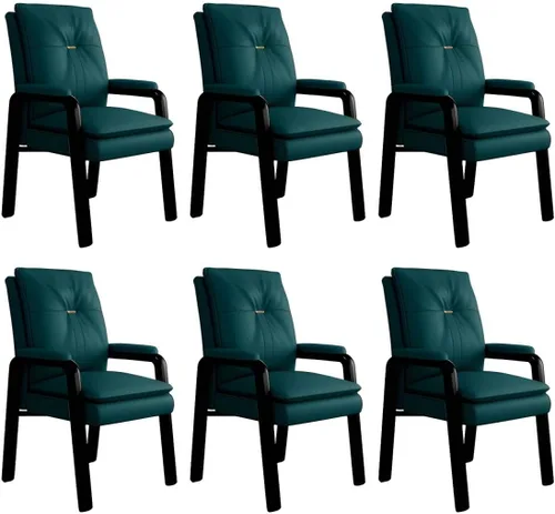 Vista 23 de PU Leather Conference Chair with Fixed Arms High-Back Ergonomic Mahjong Chair Chess Card Room Backrest Computer Chair Long-Term Sitting Mahjong