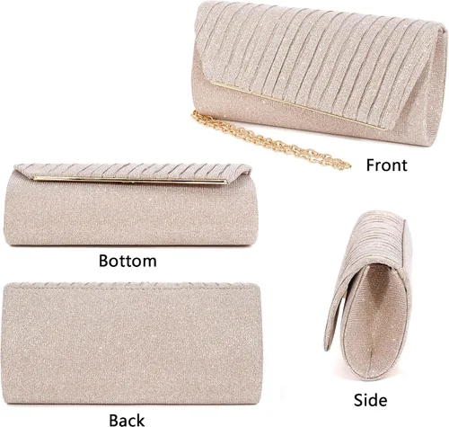 Vista 3 de Naimo - Deslumbrante bolsa pequeña de solapa, con cadena desmontable para eventos nocturnos.