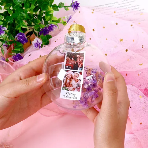 Vista 3 de Bola de cristal personalizada, bolas de flores secas personalizadas, regalo de cumpleaños, decoraciones de boda, decoración de Navidad personalizada