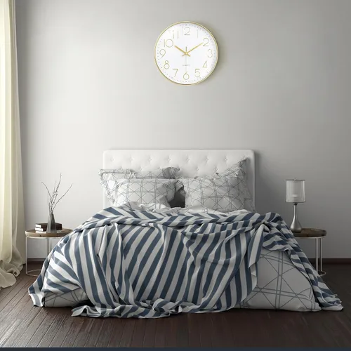 Vista 3 de Lafocuse Reloj de pared analógico moderno de 12 pulgadas, color blanco y Dorado