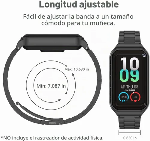 Vista 6 de Correa de repuesto de metal para Amazfit Band 7, compatible con Amazfit 7 Fitness Tracker