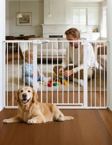 Vista 23 de BABELIO Puerta estrecha para bebé de 26 a 28.5 pulgadas, fácil de instalar, puerta para mascotas de cierre automático para escaleras y puertas Negro