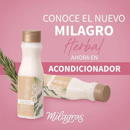 Vista 2 de Kit Milagro Herbal 3 pack Champú y acondicionador Milagro Herbal romero y jengibre 15.2oz + Tonico Milagro Herbal para cabellos Milagros Tónico