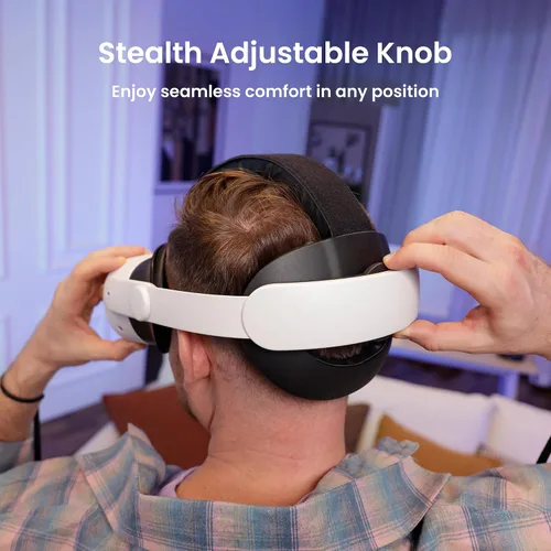 Vista 4 de KIWI design K4 Head Strap, VR Headset Accessories for Meta Oculus Quest 3/3S, Non-Battery & Enhanced Support & Adjustable & Comfort Strap Gift for