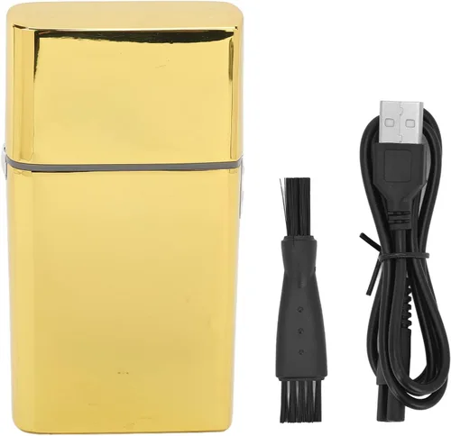 Vista 7 de RTLR Afeitadora multifuncional, potente afeitadora eléctrica portátil con bajo ruido, carga USB, oro