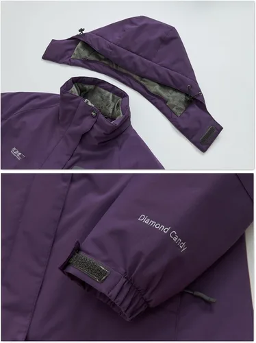 Vista 6 de Diamond Candy Chaqueta de esquí de invierno con capucha para mujer, resistente al viento, chaqueta cálida impermeable para la nieve