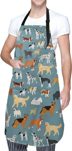 Vista 11 de Perinsto Delantal Impermeable para Mascotas Perros Gatos Animales Lindos con Babero para Aseo Cocina Horneado Pintura Jardinería