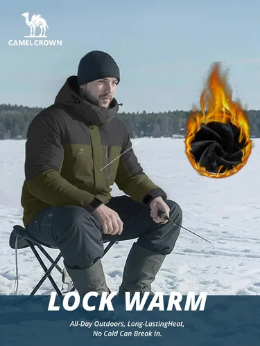 Vista 4 de CAMEL CROWN Chaqueta de Esquí de Invierno para Hombre Abrigos de Nieve de Montaña Impermeable Capucha Desmontable Resistente al Viento Chaquetas
