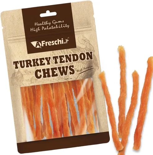 Vista 13 de AFreschi - Golosinas para perros con tendones de pavo, bobina (S), 3 onzas Masticables para cachorros sin cuero crudo