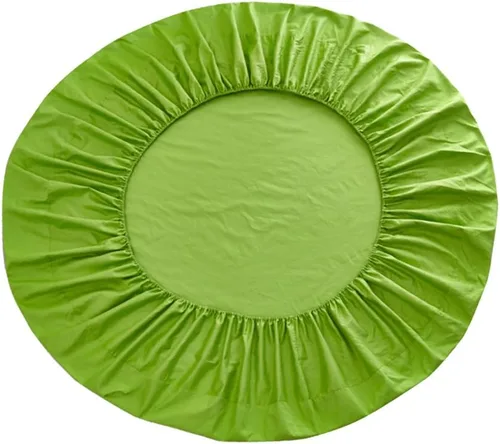 Vista 14 de homozy Cubierta de cama ajustable de cama redonda de color sólido para el hogar del hotel, beige