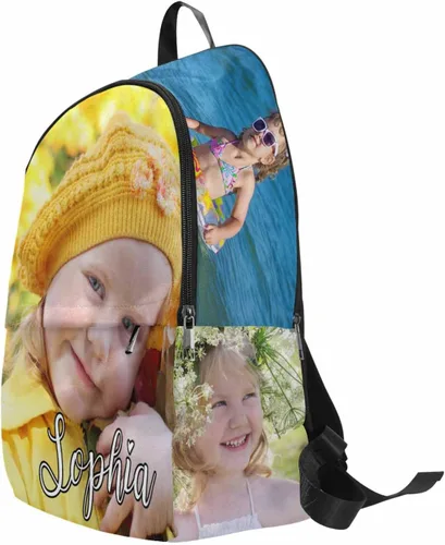 Vista 2 de M YESCUSTOM Mochila informal personalizada con fotos, bolsas escolares personalizadas con nombre de niño para niños, niñas, adolescentes, bolsa
