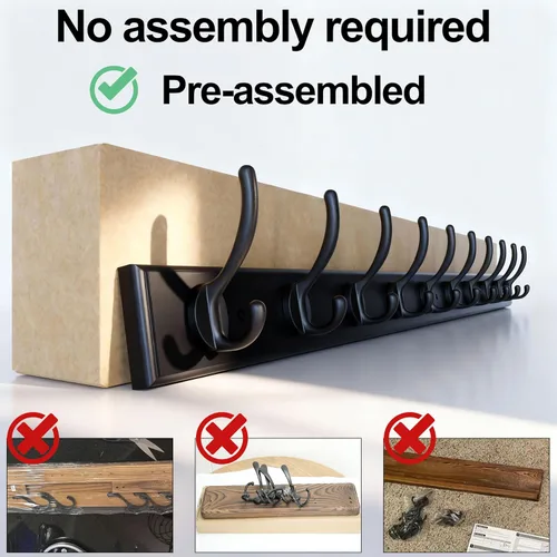 Vista 4 de WEBI Perchero de pared para montar en la pared, ganchos para colgar en la pared de 38 1/4" de largo, perchero de pared de bambú con gancho