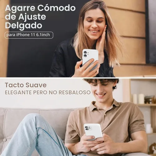 Vista 2 de Vooii Funda compatible con iPhone 11, silicona líquida mejorada con bordes planos, protección de cámara, forro de microfibra antiarañazos suave