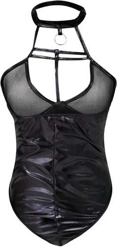Vista 4 de Conjunto de 2 piezas de lencería sexy para mujer, con estampado de leopardo, brasier sexy, tanga para juego travieso, babydoll de peluche, pijama