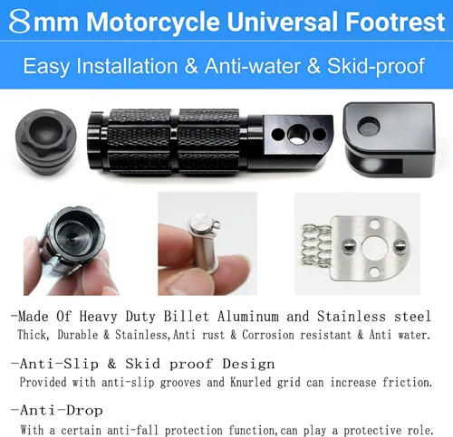 Vista 4 de M8 Estriberas Plegables para Motocicleta Estriberas Delanteras Coche Eléctrico Antideslizantes Reposapiés Traseros Bicicleta 90 Grados Fijo Plegable