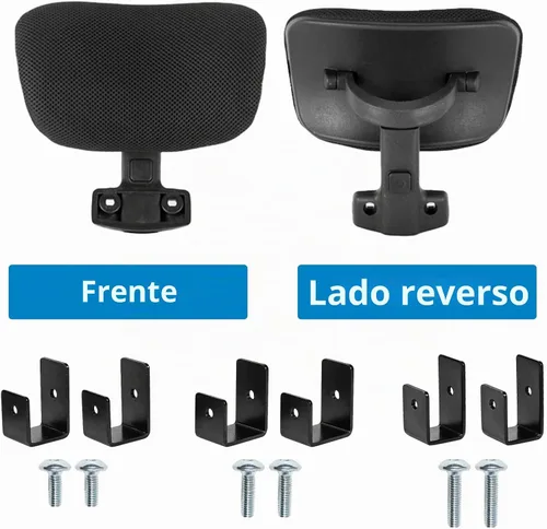 Vista 4 de Reposacabezas ajustable de malla negra para silla de oficina, accesorio ergonómico universal para escritorio, computadora y sillas giratorias