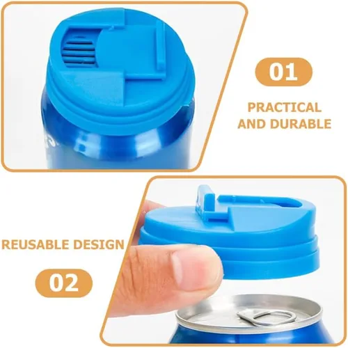 Vista 7 de 5 tapas reutilizables para latas de bebidas, tapas para botellas de cerveza y refrescos, para refrescos y protección contra salpicaduras