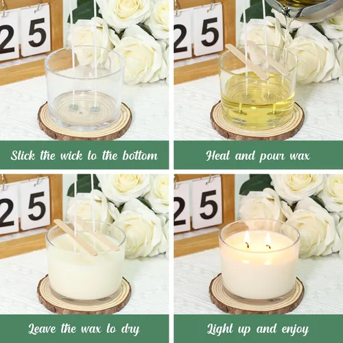 Vista 3 de SUPMIND Tarros de vela de 12 onzas para hacer velas, paquete de 8 tarros vacíos grandes de vidrio transparente con tapas de bambú, recipiente