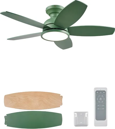 Vista 15 de Ventiladores de techo VONLUCE de 42 pulgadas con luces, color verde