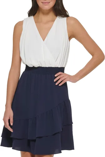 Vista 4 de DKNY Cintura fruncida sin mangas con cuello en V