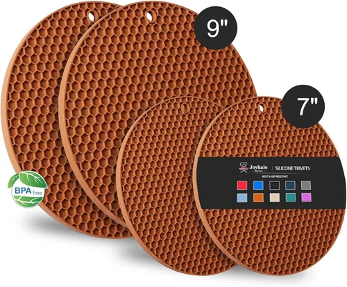 Vista 14 de Joyhalo Salvamanteles para platos calientes, almohadillas calientes para cocina, soportes de silicona para ollas y sartenes calientes, alfombrillas