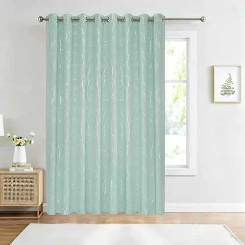 Vista 87 de BUHUA Cortinas pequeñas para ventana de 36 pulgadas de largo, 2 paneles, cortinas opacas con elegantes ramas de árbol plateadas, cortinas de bloqueo