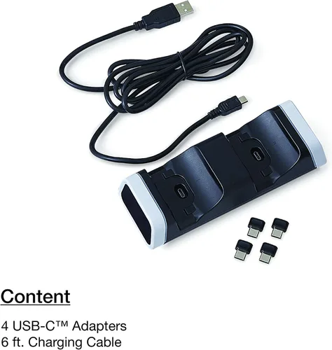 Vista 8 de Verbatim Estación de carga de doble controlador PS5 para usar con controladores inalámbricos Playstation 5 DualSense, base de carga, indicadores