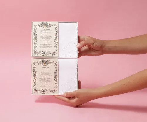 Vista 6 de Pañuelo de boda, pañuelo de poesía (para el padre de la novia), blanco, recuerdo de boda, hermoso poema, recuerdo de larga duración para el papá