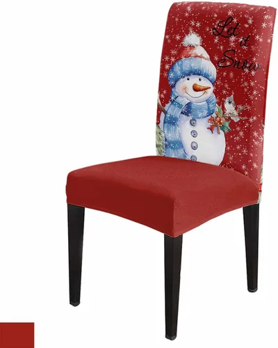 Vista 16 de YOKOU Juego de 4 fundas elásticas para sillas de comedor, diseño de copos de nieve, estrellas, fondo rojo, invierno, fundas protectoras extraíbles