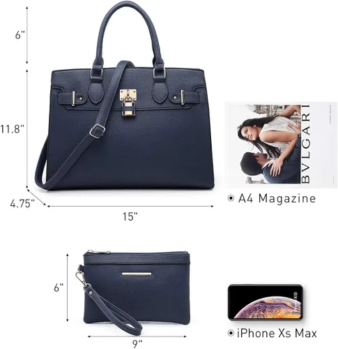 Vista 4 de Bolso de mano y bolsos para mujer con asa superior de avestruz bolsa de trabajo con cartera