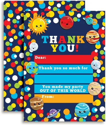 Vista 12 de Amanda Creation Slime - Tarjetas de agradecimiento, paquete de 10 tarjetas de agradecimiento de cumpleaños para niños de 4 x 5.5 pulgadas con sobres
