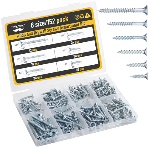 Vista 12 de Mr. Pen - Kit surtido de tornillos para madera, 152 piezas, negro, puntas Phillips, tornillos de madera surtidos, 6 tamaños