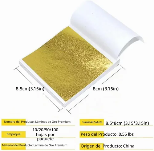 Vista 5 de 10 Gold Leaf Sheets, Premium Gold Flakes for Decorating Cakes Dessert