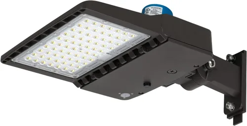 Vista 7 de Luz LED de estacionamiento de 100 W con fotocélula y soporte de brazo ajustable, 14000 lúmenes 5000 K, atenuación de 0-10 V para exteriores