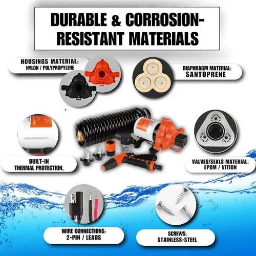 Vista 7 de SEAFLO Kit de bomba de lavado de cubierta de lavado serie 33 – 12 V CC, 3.0 GPM, 70 PSI, interruptor de presión resistente, para aplicaciones de RV