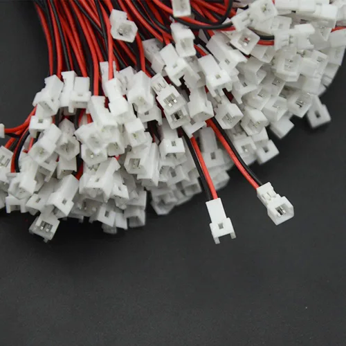 Vista 4 de 100 unidades (50 pares) de 0.049 in 2PIN hembra y macho de conexión con conector de terminal rojo y negro, cable de cable compatible con conector