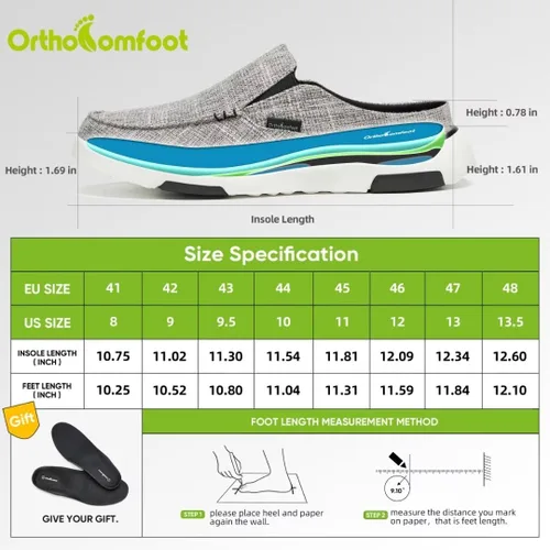 Vista 6 de OrthoComfoot Mocasines cómodos para hombre y sin cordones para fascitis plantar, zapatos para caminar en barco para aliviar el dolor de pies
