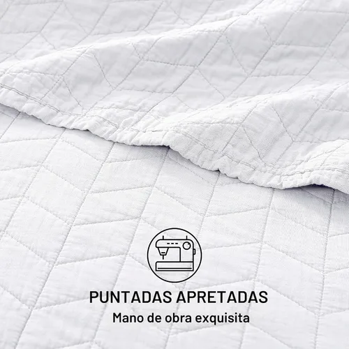 Vista 8 de Chezmoi Collection - Juego de fundas de edredón y fundas de almohada de algodón macizo, estilo vintage, Algodón, Blanco, gemelo